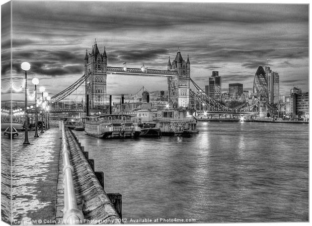 Tower Bridge From Butlers Wharf BW Canvas Print by Colin Williams Photography