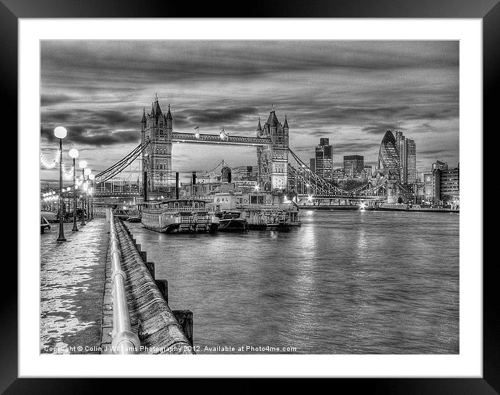 Tower Bridge From Butlers Wharf BW Framed Mounted Print by Colin Williams Photography