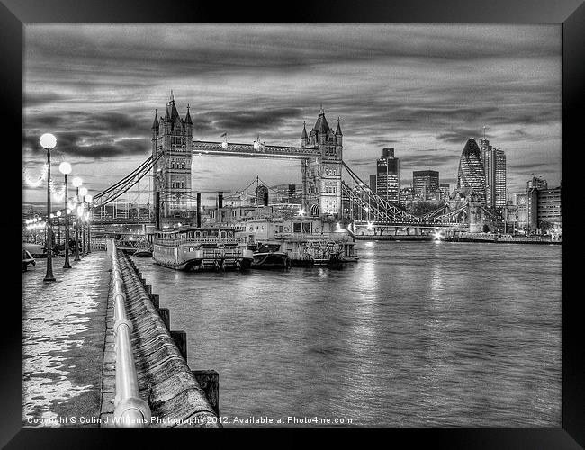 Tower Bridge From Butlers Wharf BW Framed Print by Colin Williams Photography