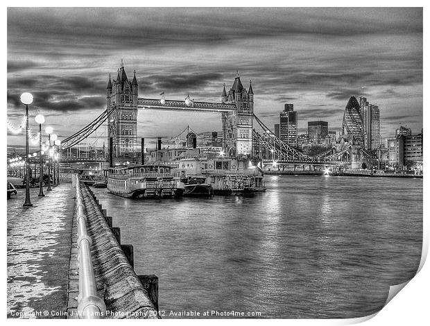 Tower Bridge From Butlers Wharf BW Print by Colin Williams Photography