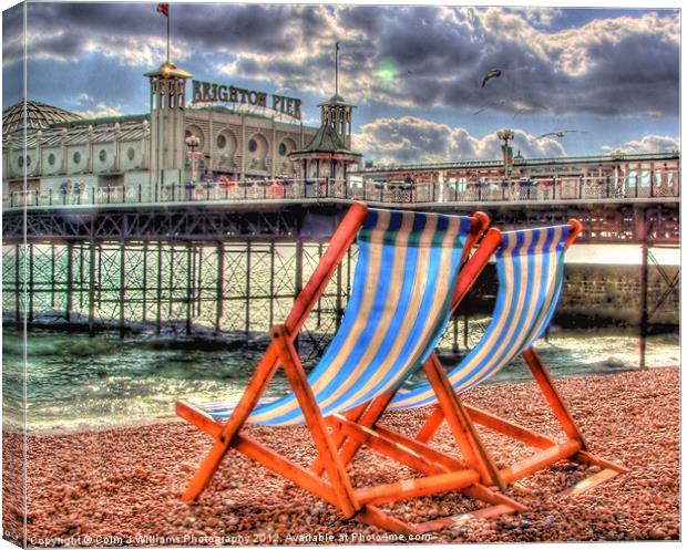 Deckchairs - Brighton Canvas Print by Colin Williams Photography
