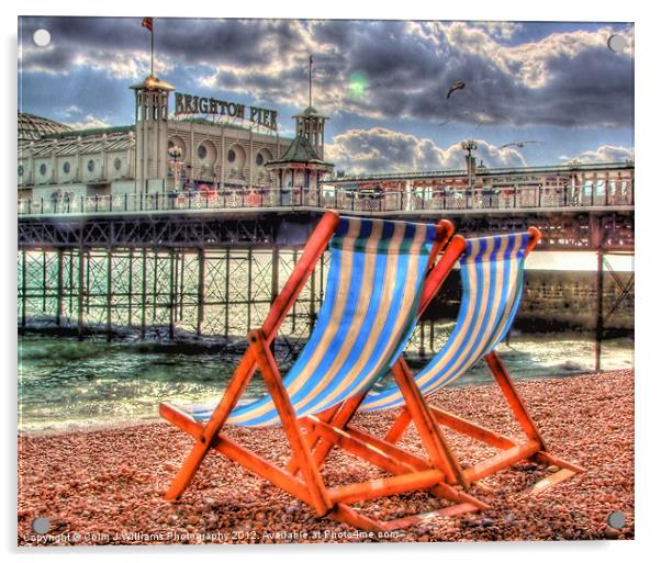 Deckchairs - Brighton Acrylic by Colin Williams Photography