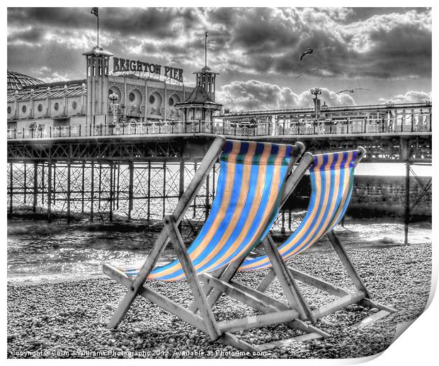 Deckchairs - Brighton BW Print by Colin Williams Photography