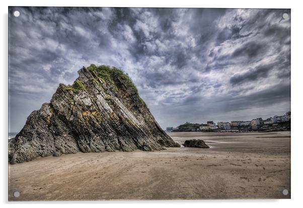 Goscar Rock Tenby Pembrokeshire 2 Acrylic by Steve Purnell