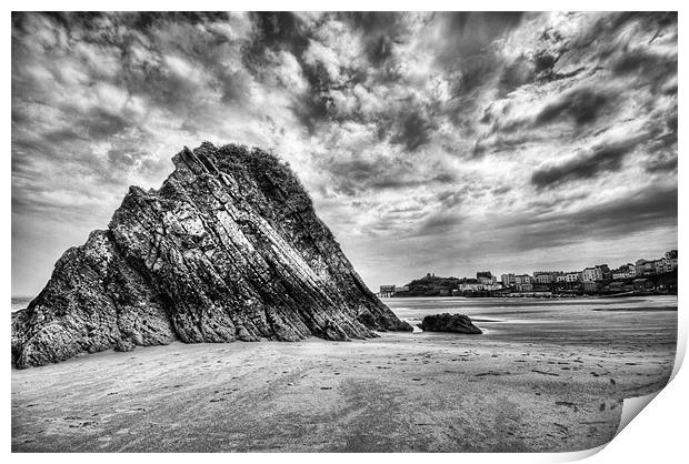 Goscar Rock Tenby Pembrokeshire 2 Mono Print by Steve Purnell