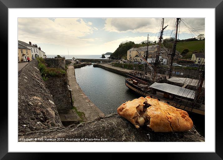 Cornish Pasty by the harbour Framed Mounted Print by Rob Hawkins