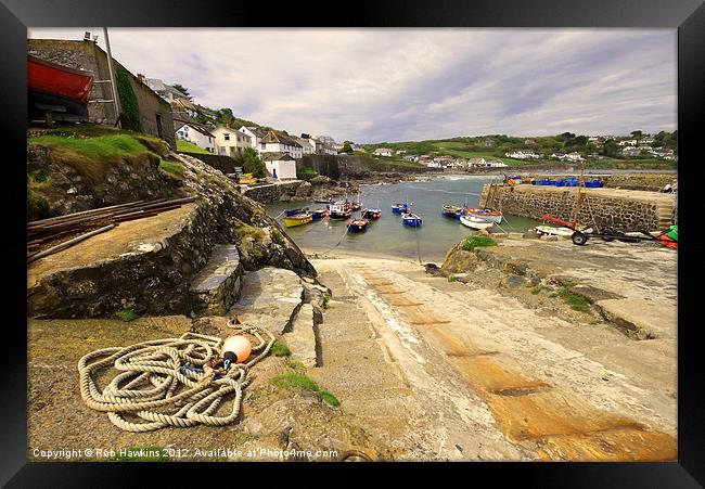 Coverack Harbour Framed Print by Rob Hawkins
