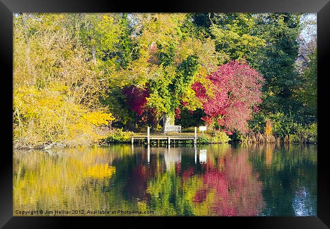 Autumn Colours river Thames Framed Print by Jim Hellier