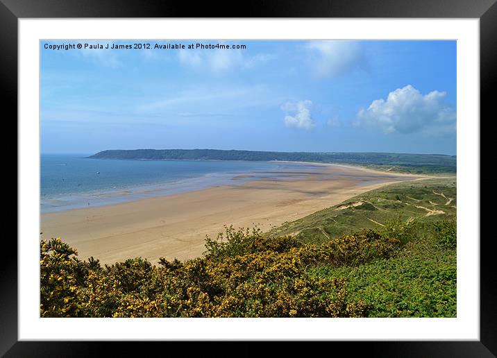 Nicholaston Burrows & Oxwich Bay Framed Mounted Print by Paula J James