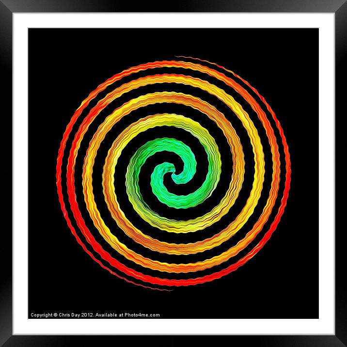 Neon Spiral Framed Mounted Print by Chris Day