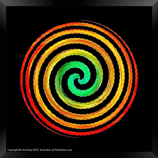 Neon Spiral Framed Print by Chris Day