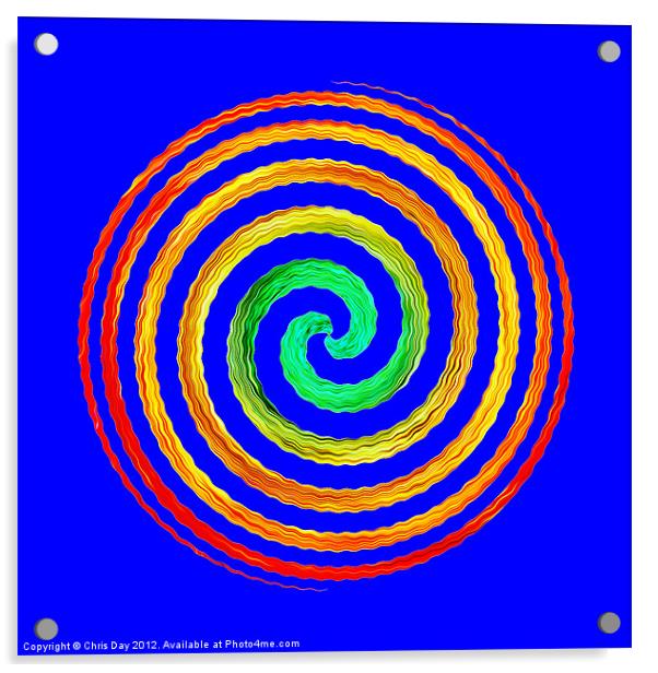 Neon Spiral blue Acrylic by Chris Day