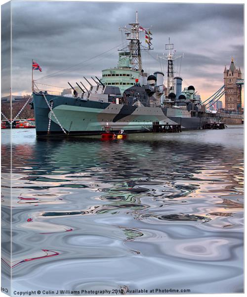 HMS Belfast At Twilight Canvas Print by Colin Williams Photography