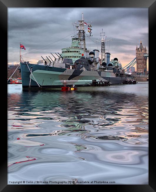 HMS Belfast At Twilight Framed Print by Colin Williams Photography