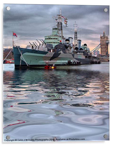 HMS Belfast At Twilight Acrylic by Colin Williams Photography