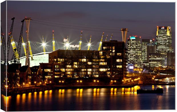 London Docklands by Night Canvas Print by peter tachauer