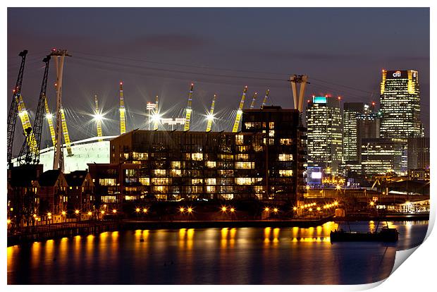 London Docklands by Night Print by peter tachauer