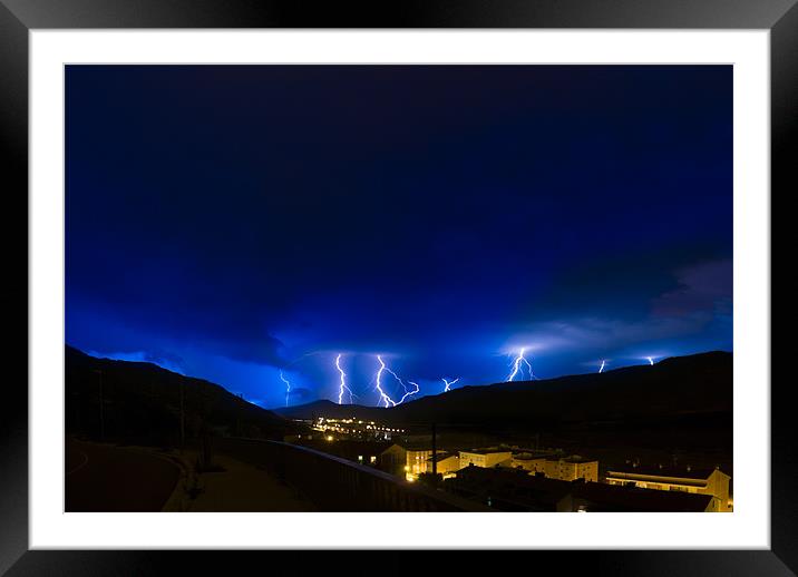 Electrical Storm Framed Mounted Print by Sean Needham