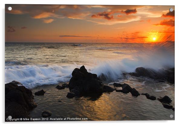 Kauai Sunset Explosion Acrylic by Mike Dawson