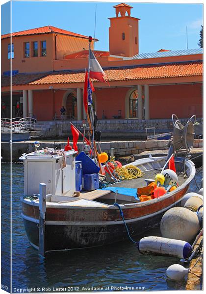 Fishing in Villefranche. Canvas Print by Rob Lester