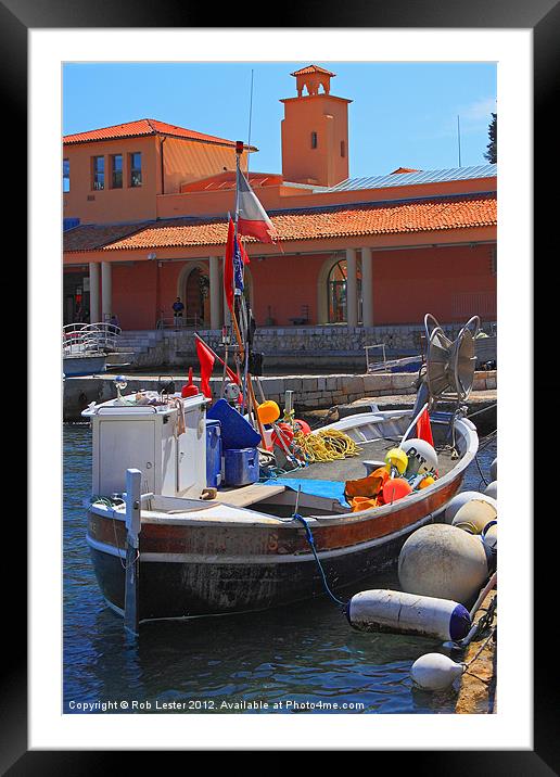 Fishing in Villefranche. Framed Mounted Print by Rob Lester