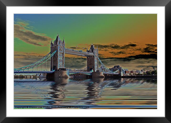 Solarised Tower Bridge Framed Mounted Print by Sharon Lisa Clarke