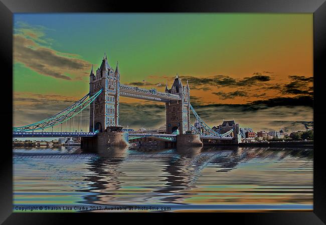 Solarised Tower Bridge Framed Print by Sharon Lisa Clarke