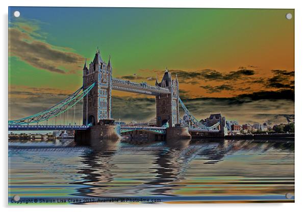 Solarised Tower Bridge Acrylic by Sharon Lisa Clarke