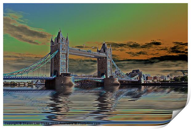 Solarised Tower Bridge Print by Sharon Lisa Clarke