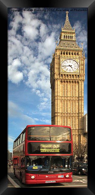 London bus infront of bigben Framed Print by Mark Bunning