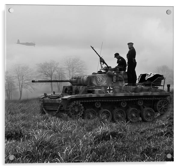 Panzer II (b/w) Acrylic by John Ellis