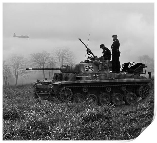 Panzer II (b/w) Print by John Ellis