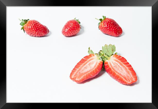 Four Strawberries ii Framed Print by Helen Northcott