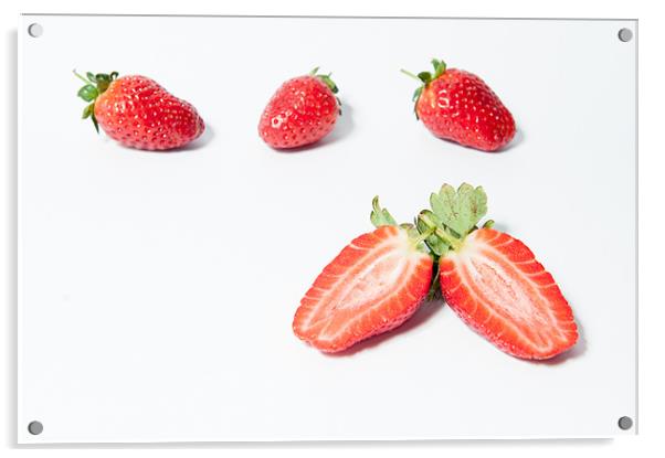 Four Strawberries ii Acrylic by Helen Northcott