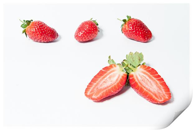 Four Strawberries ii Print by Helen Northcott
