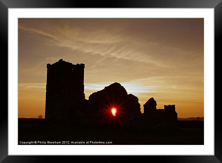 Knowlton Church at Sunset Framed Mounted Print by Phil Wareham