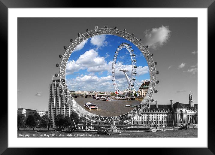 The London Eye Framed Mounted Print by Chris Day