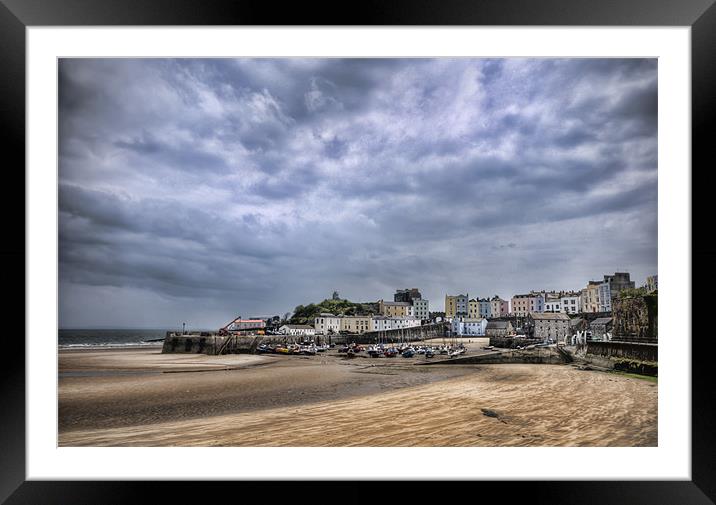 Tenby Harbour Low Tide Framed Mounted Print by Steve Purnell