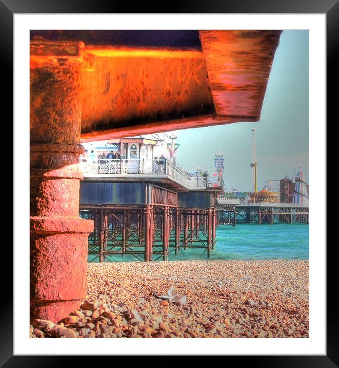 Brighton Pier from below Framed Mounted Print by Gillian Oprey
