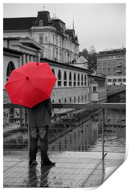 Rainy days in Ljubljana Print by Ian Middleton
