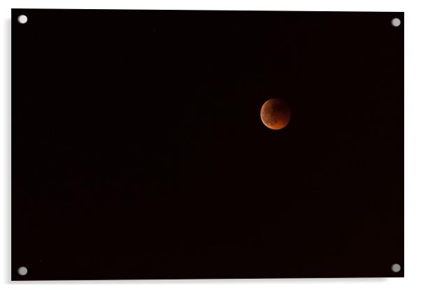 Red Eclipse Moon Acrylic by Sean Needham