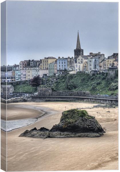 Tenby over North Beach Canvas Print by Steve Purnell