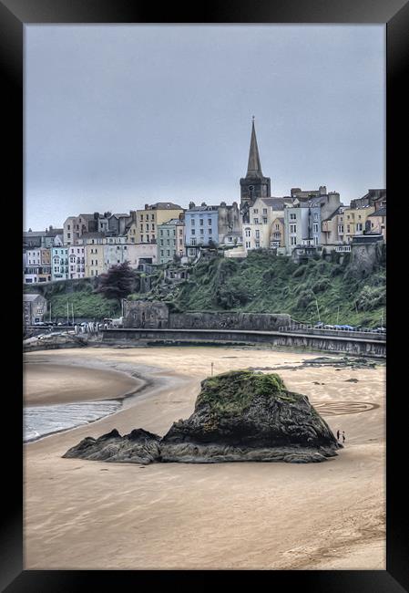 Tenby over North Beach Framed Print by Steve Purnell