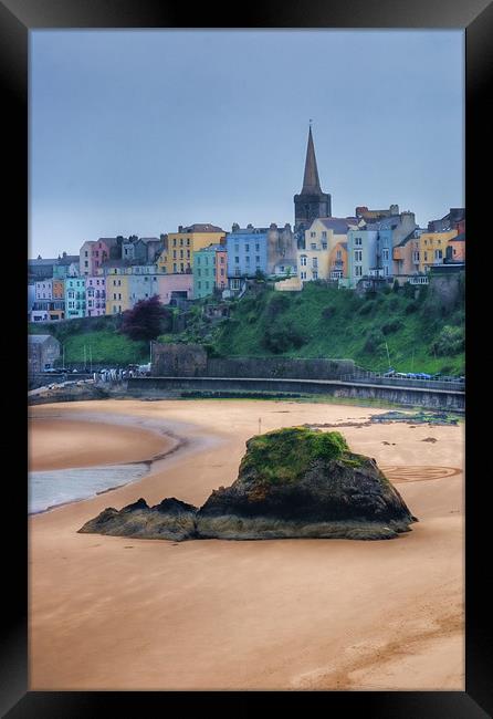 Tenby over North Beach painted Framed Print by Steve Purnell