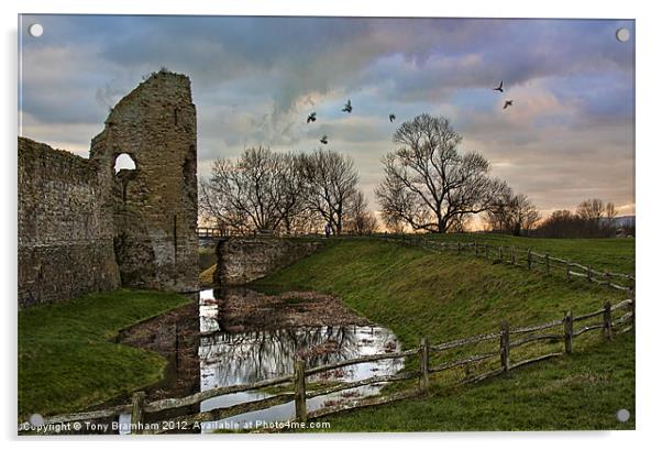 Pevensey Castle Acrylic by Tony Bramham