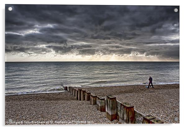 Fishing Brighton shoreline Acrylic by Tony Bramham