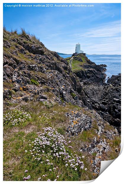 llanddwyn island lighthouse Print by meirion matthias