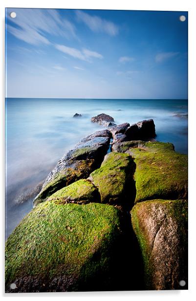 Green Rock Coast Acrylic by Keith Thorburn EFIAP/b