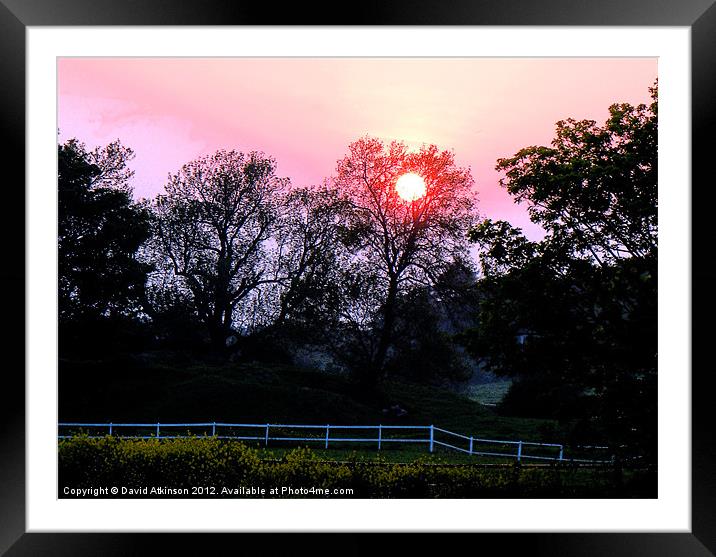 RED SUN SETTING Framed Mounted Print by David Atkinson