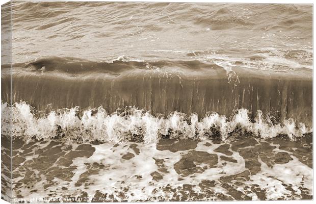 Sea and Rolling Wave in Sepia Canvas Print by Natalie Kinnear